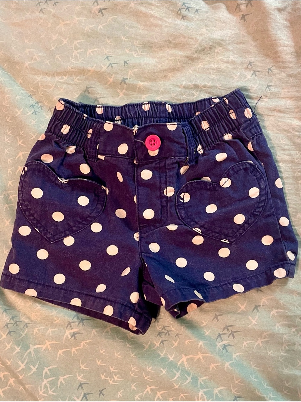 Carter's Navy Polka Dot Shorts with Pink Button